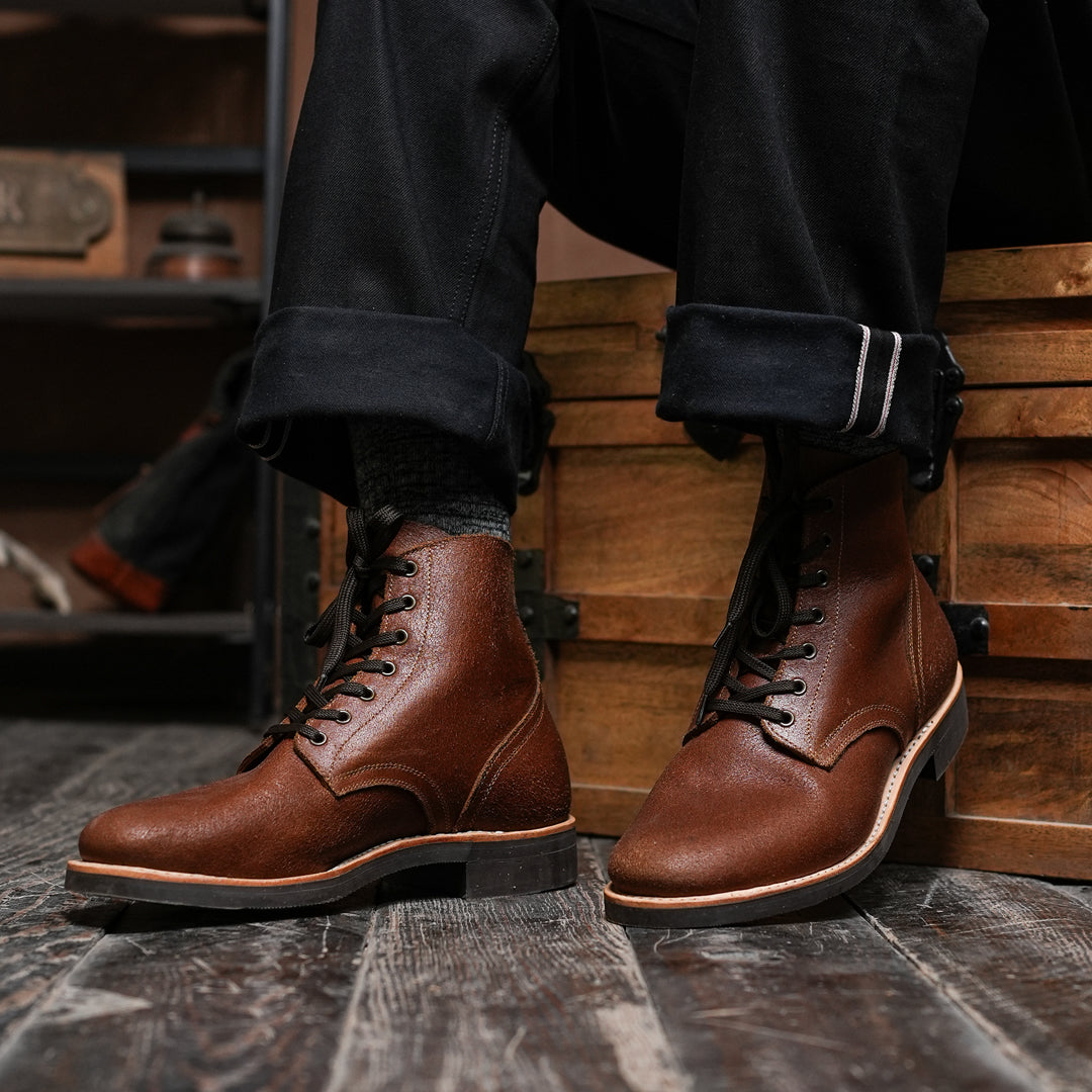 The Craft Boondocker Boots (Russet Waxed Roughout) Goodyear Welted