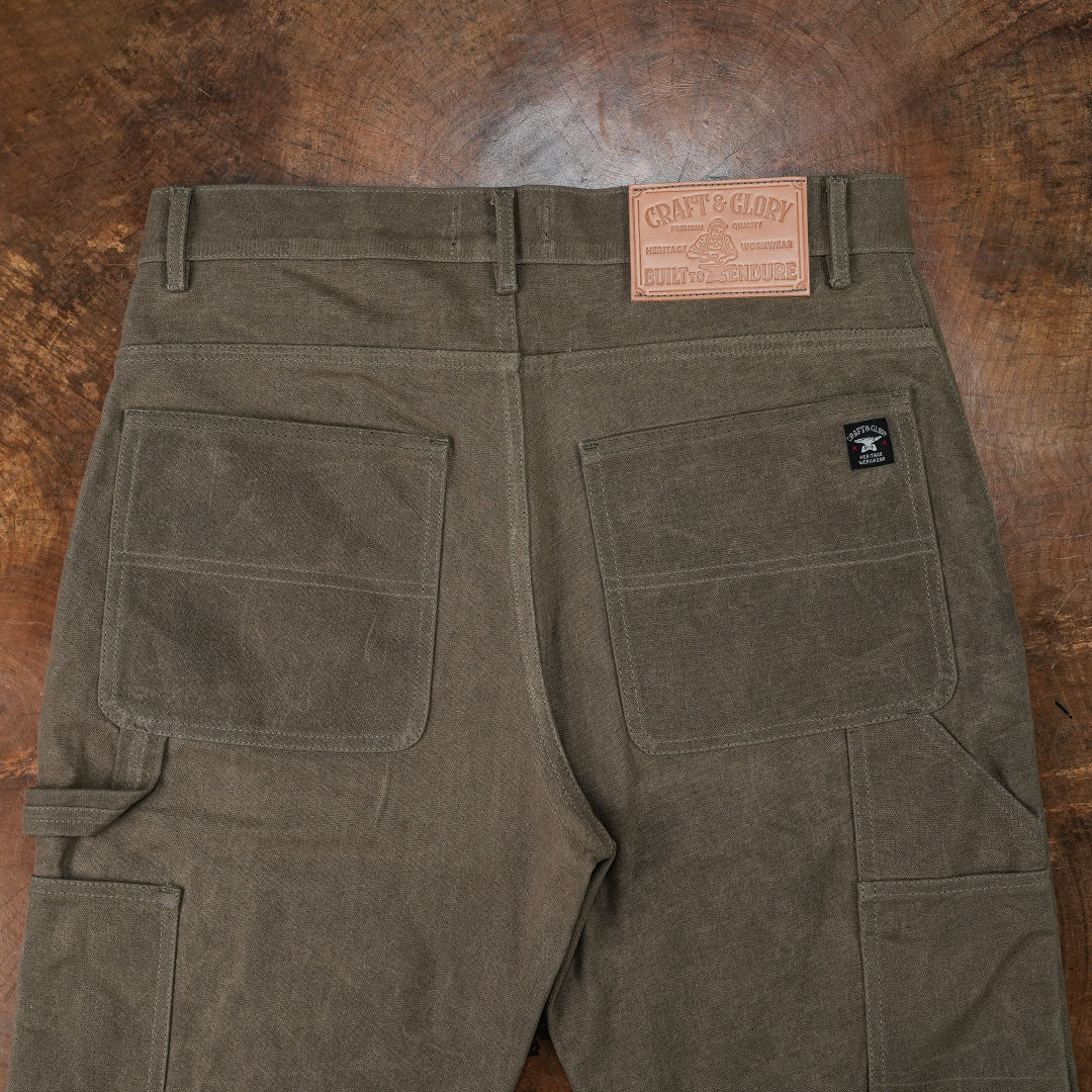 Double Knee Carpenter Field Tan 12 Oz Hard Waxed Canvas Pants For Men (True Straight)