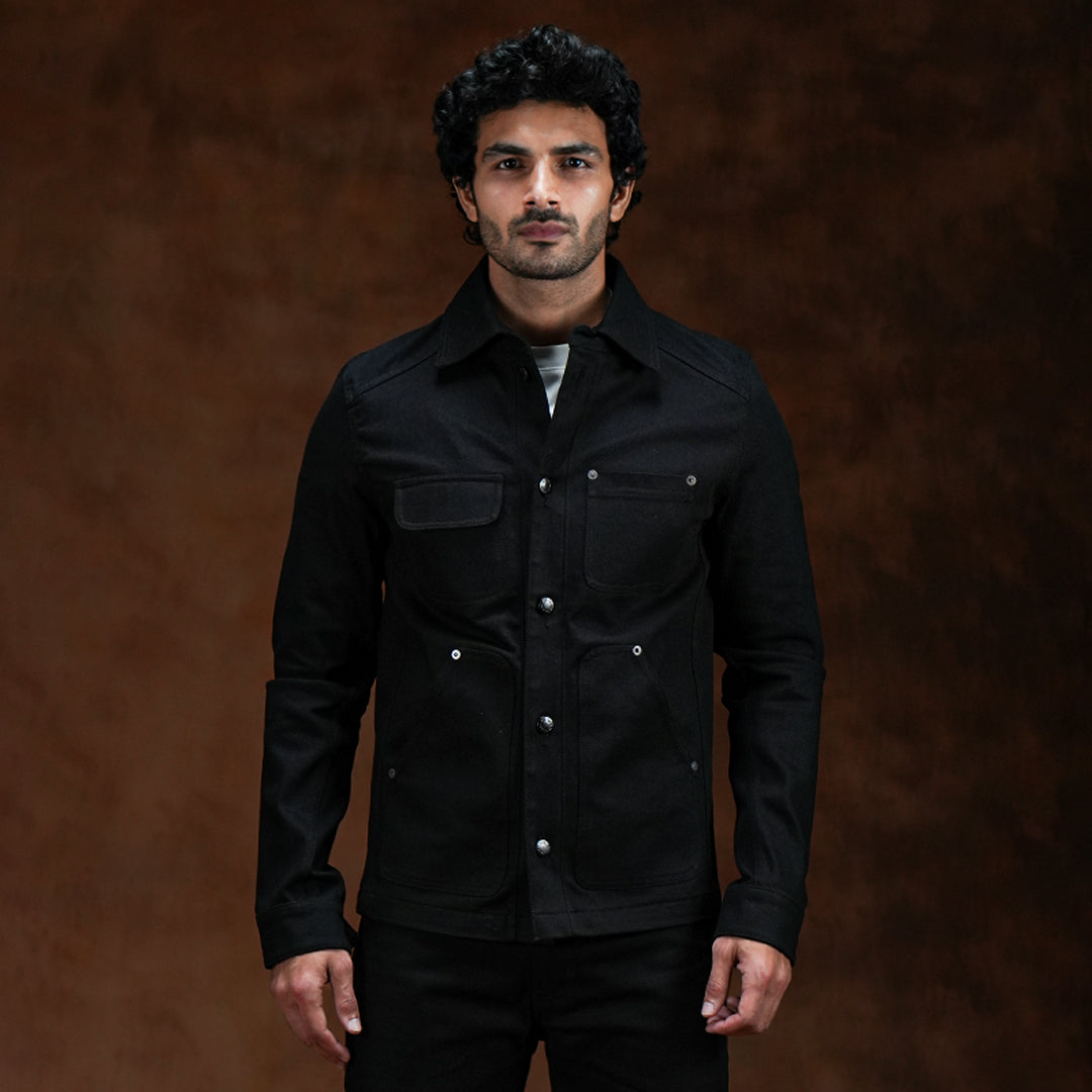 Chore Jacket Double Black 14 Oz Selvedge Denim