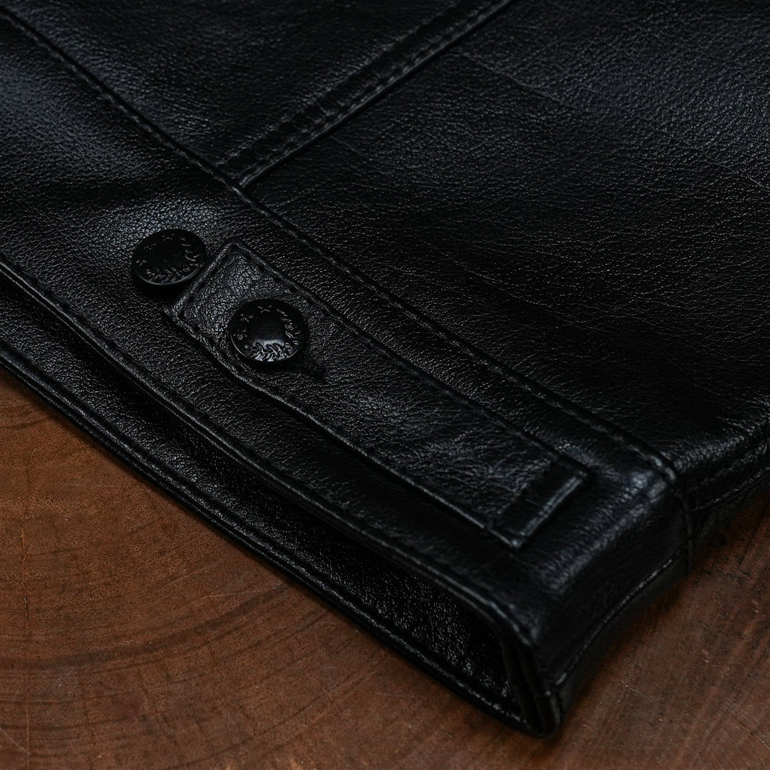 Trucker Type 2 Leather Jacket (Raven Black)