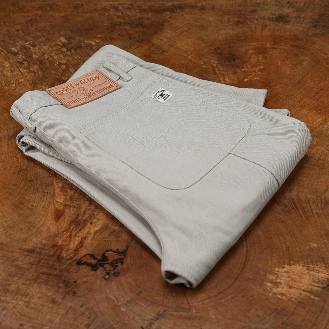Double Knee Carpenter Arctic Wolf 12 Oz Cotton Twill Pants For Men (True Straight)
