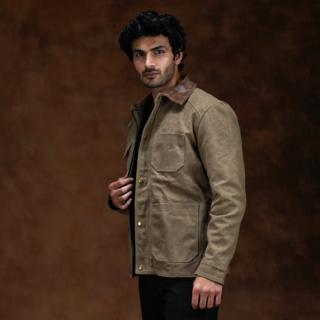 Cabin Jacket Field Tan 12 Oz Hard Waxed Canvas
