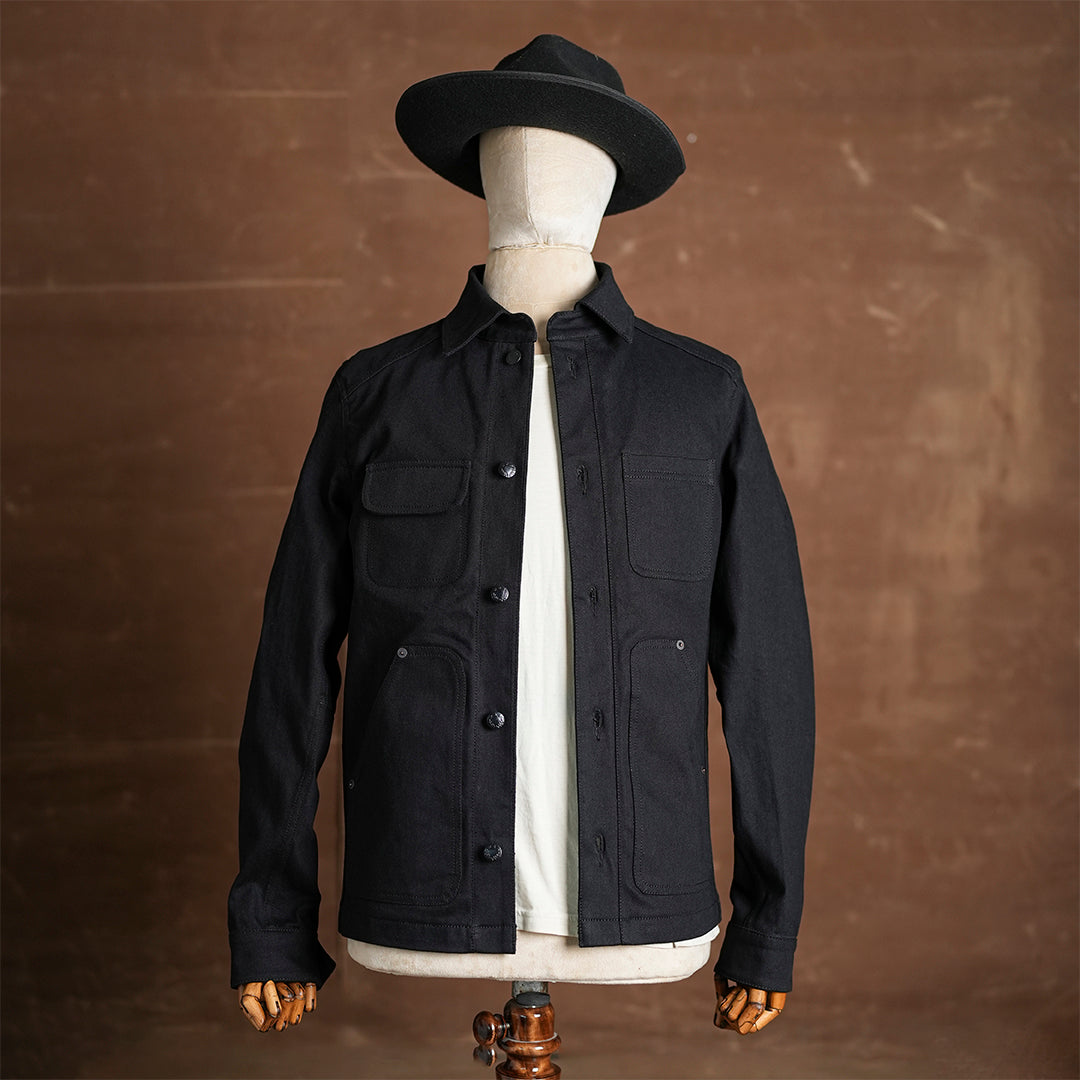 Chore Jacket Double Black 14 Oz Selvedge Denim