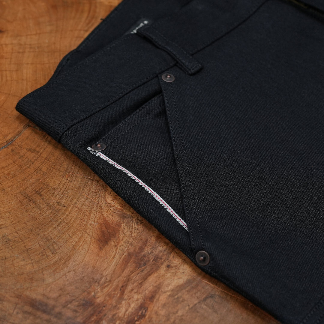 Double Knee Carpenter Double Black 14 Oz Selvedge Denim For Men (True Straight)