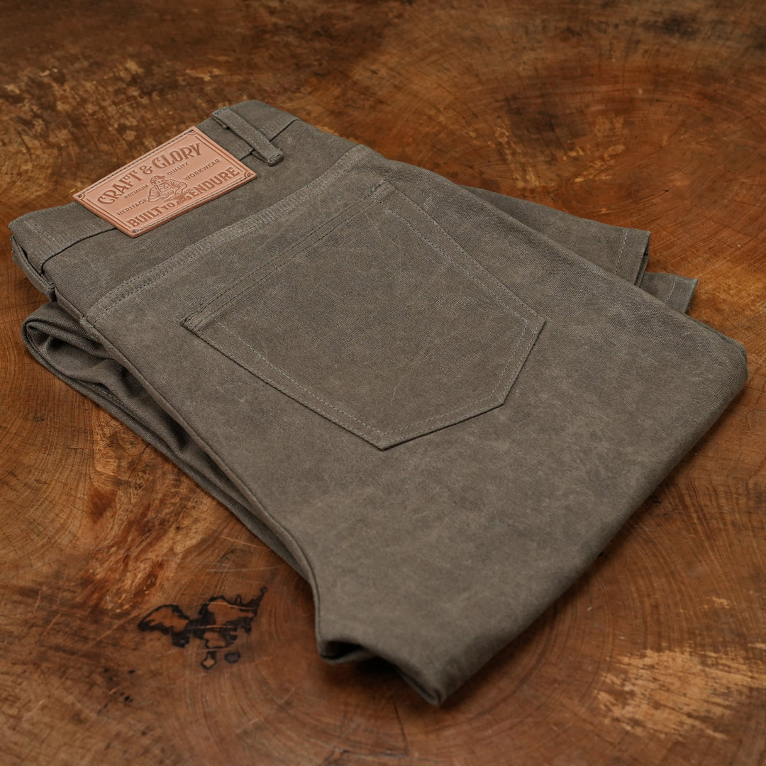 Five Pocket Field Tan 12 Oz Hard Waxed Canvas Pants For Men (True Straight)