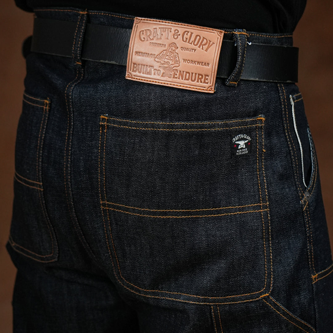 Double Knee Carpenter Blue Blood 13 Oz Selvedge Denim For Men (True Straight)