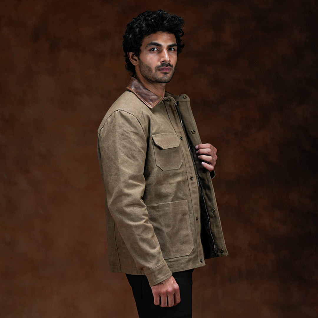 Cabin Jacket Field Tan 12 Oz Hard Waxed Canvas