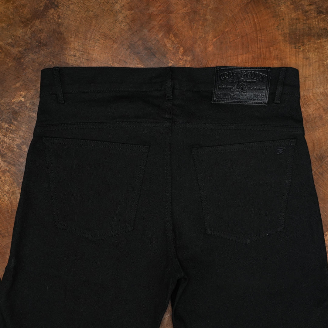 Five Pocket Double Black 14 Oz Selvedge Denim For Men (True Straight)