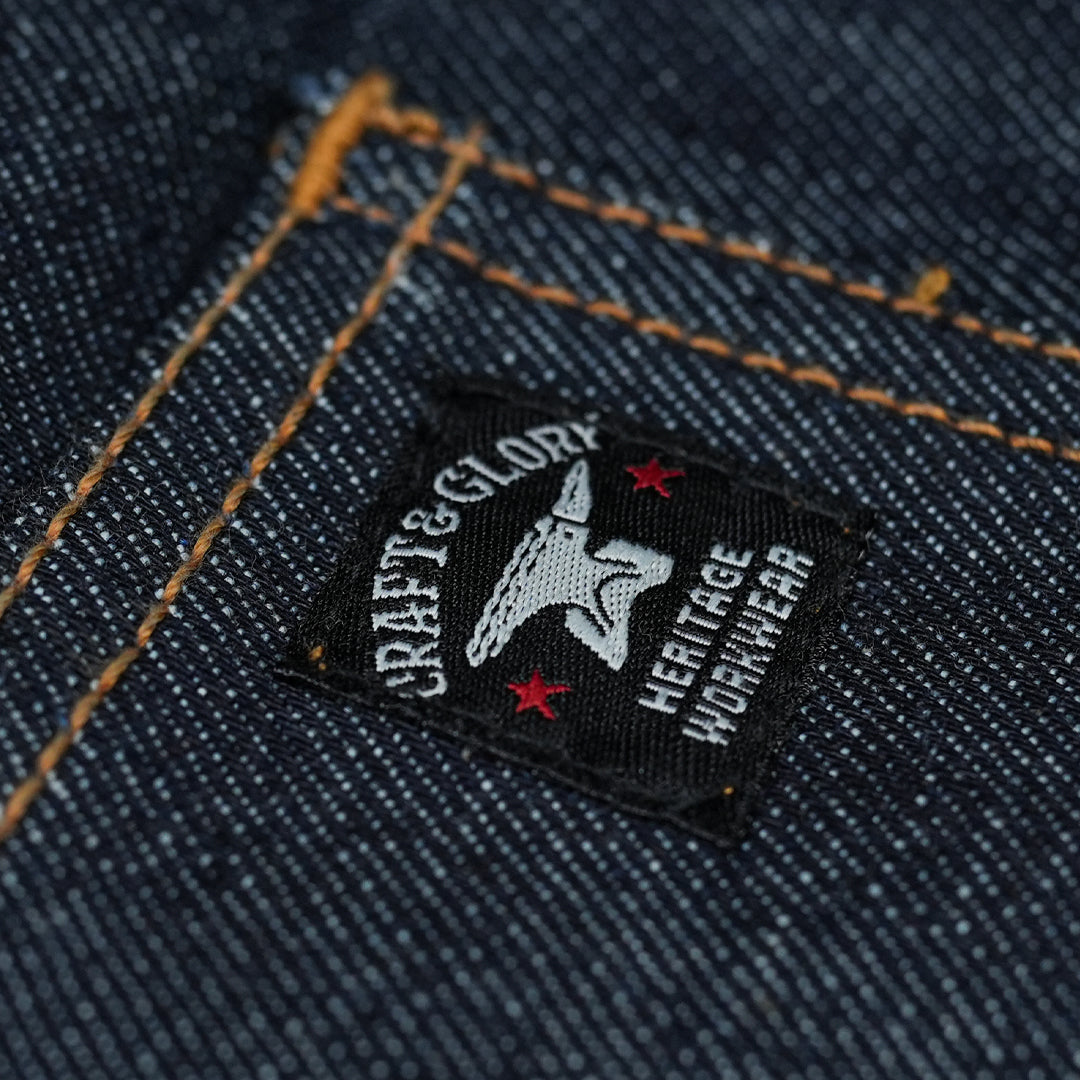 Double Knee Carpenter Blue Blood 13 Oz Selvedge Denim For Men (True Straight)