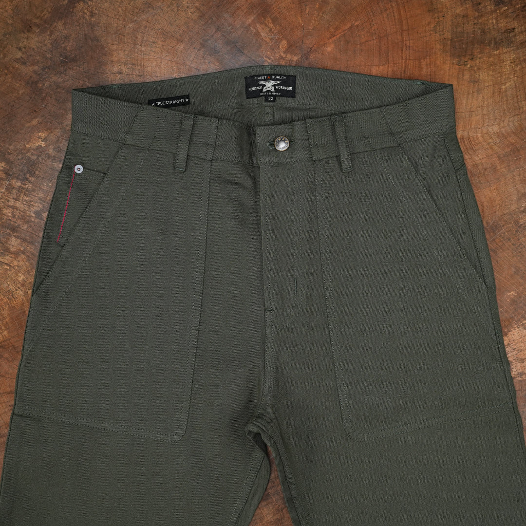 Fatigue Pants Military Green 12 Oz Selvedge Canvas For Men (True Straight)
