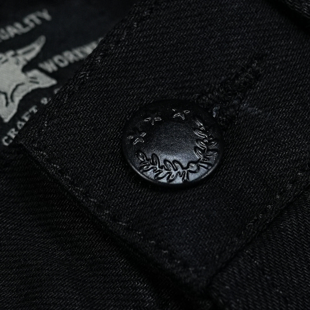 Five Pocket Double Black 14 Oz Selvedge Denim For Men (Slim Straight)