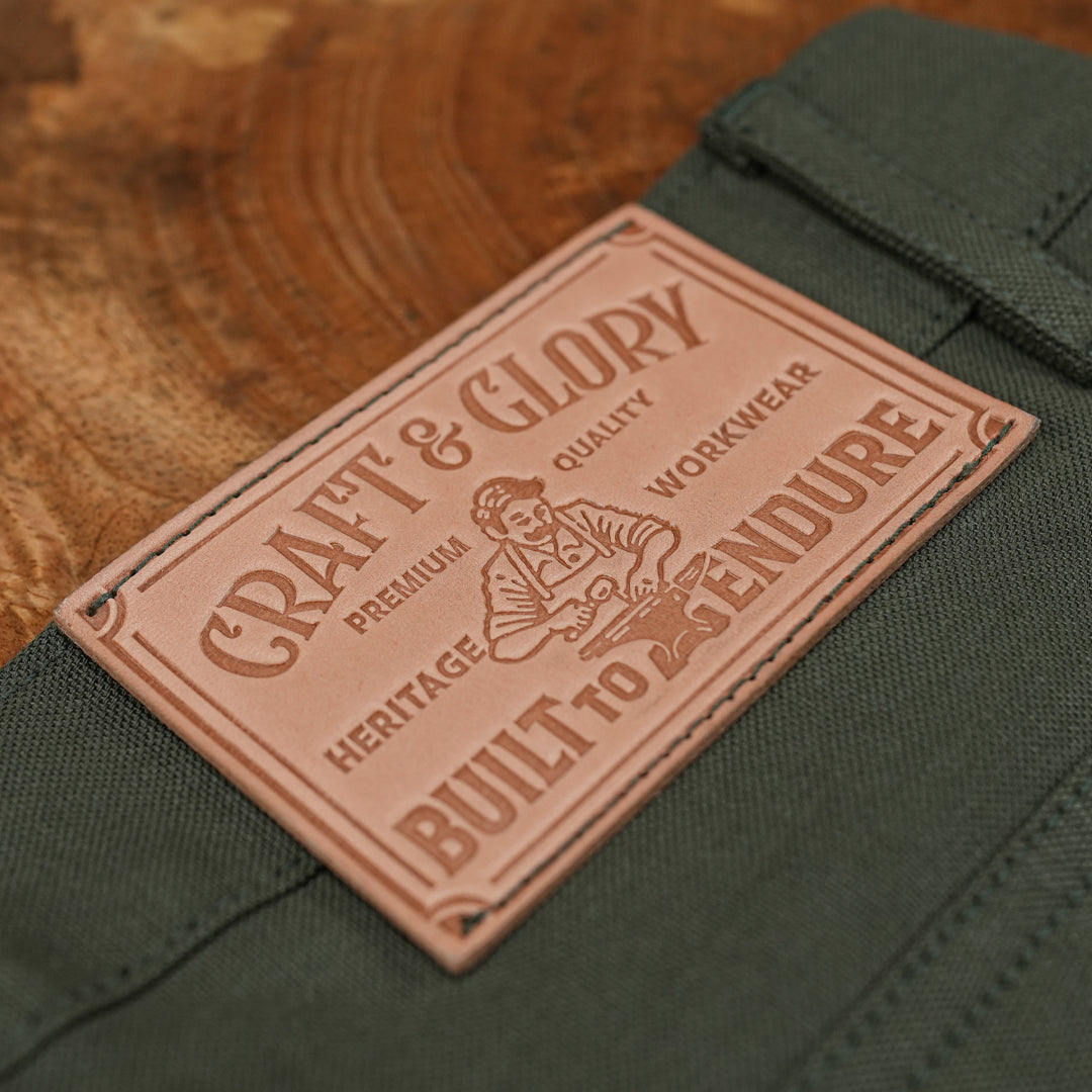 Five Pocket Military Green 12 Oz Selvedge Canvas Pants For Men (True Straight)