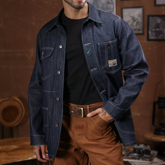 1930 Engineering Coverall Jacket Raw Denim Old Iron Blue