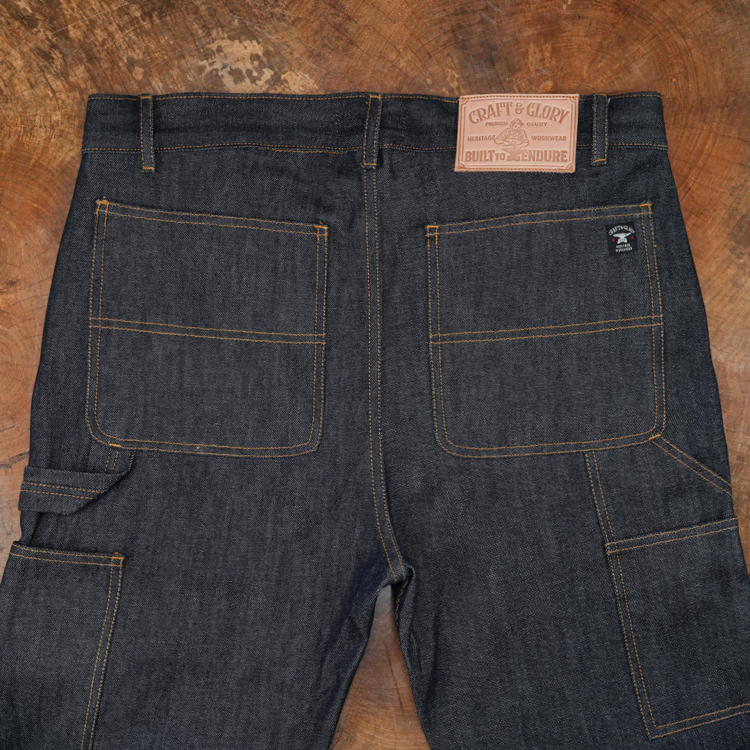 Double Knee Carpenter Blue Blood 13 Oz Selvedge Denim For Men (True Straight)