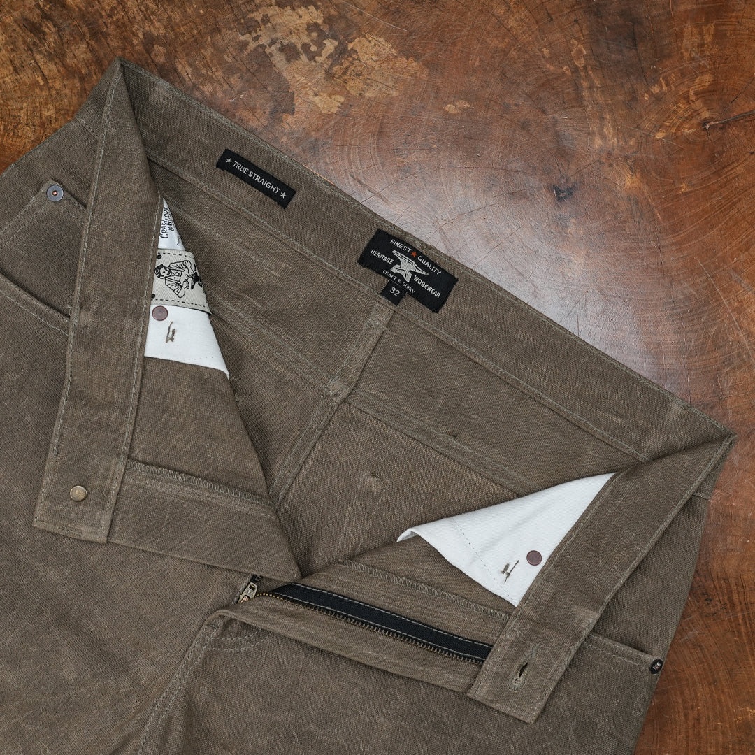 Five Pocket Field Tan 12 Oz Hard Waxed Canvas Pants For Men (True Straight)