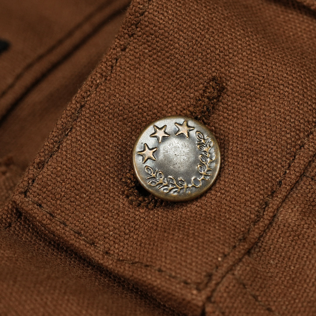 Five Pocket Fox Brown 12 Oz Duck Canvas Pants For Men (True Straight)