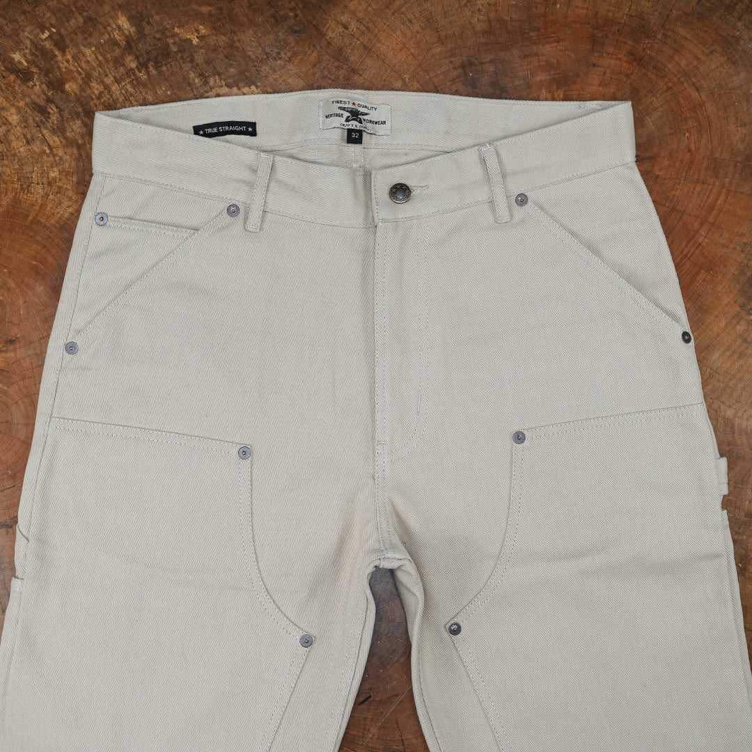 Double Knee Carpenter Arctic Wolf 12 Oz Cotton Twill Pants For Men (True Straight)