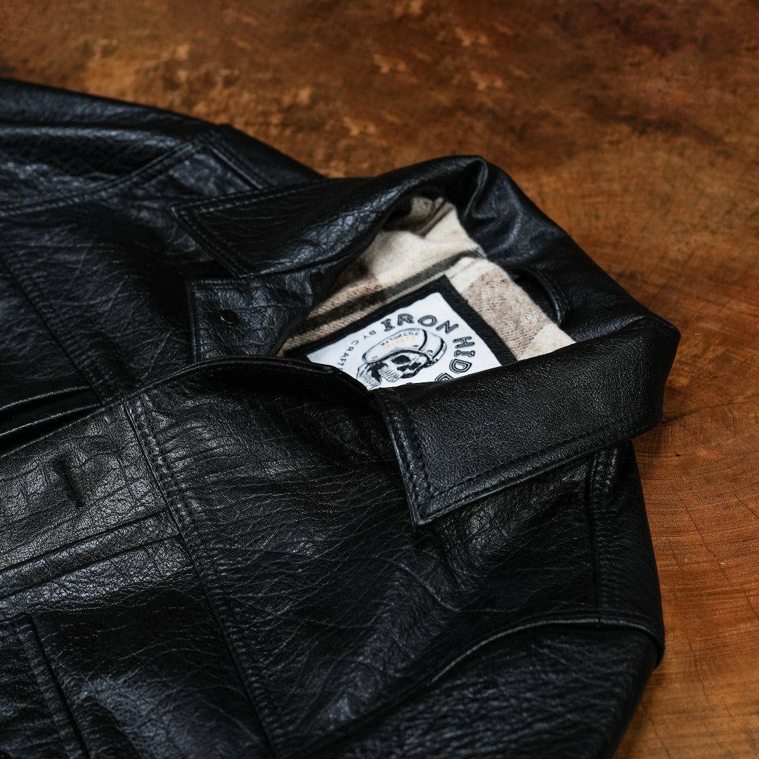 Trucker Type 2 Leather Jacket (Raven Black)