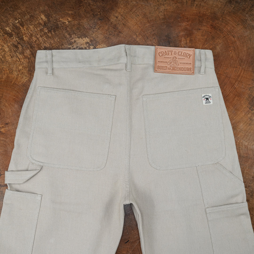 Double Knee Carpenter Arctic Wolf 12 Oz Cotton Twill Pants For Men (True Straight)