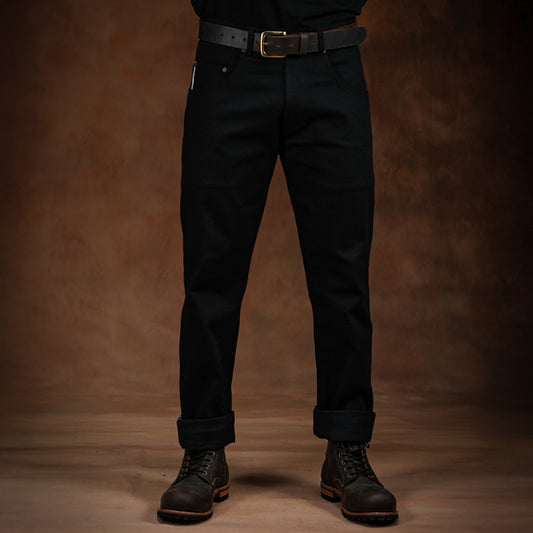 Five Pocket Double Black 14 Oz Selvedge Denim For Men (Slim Straight)