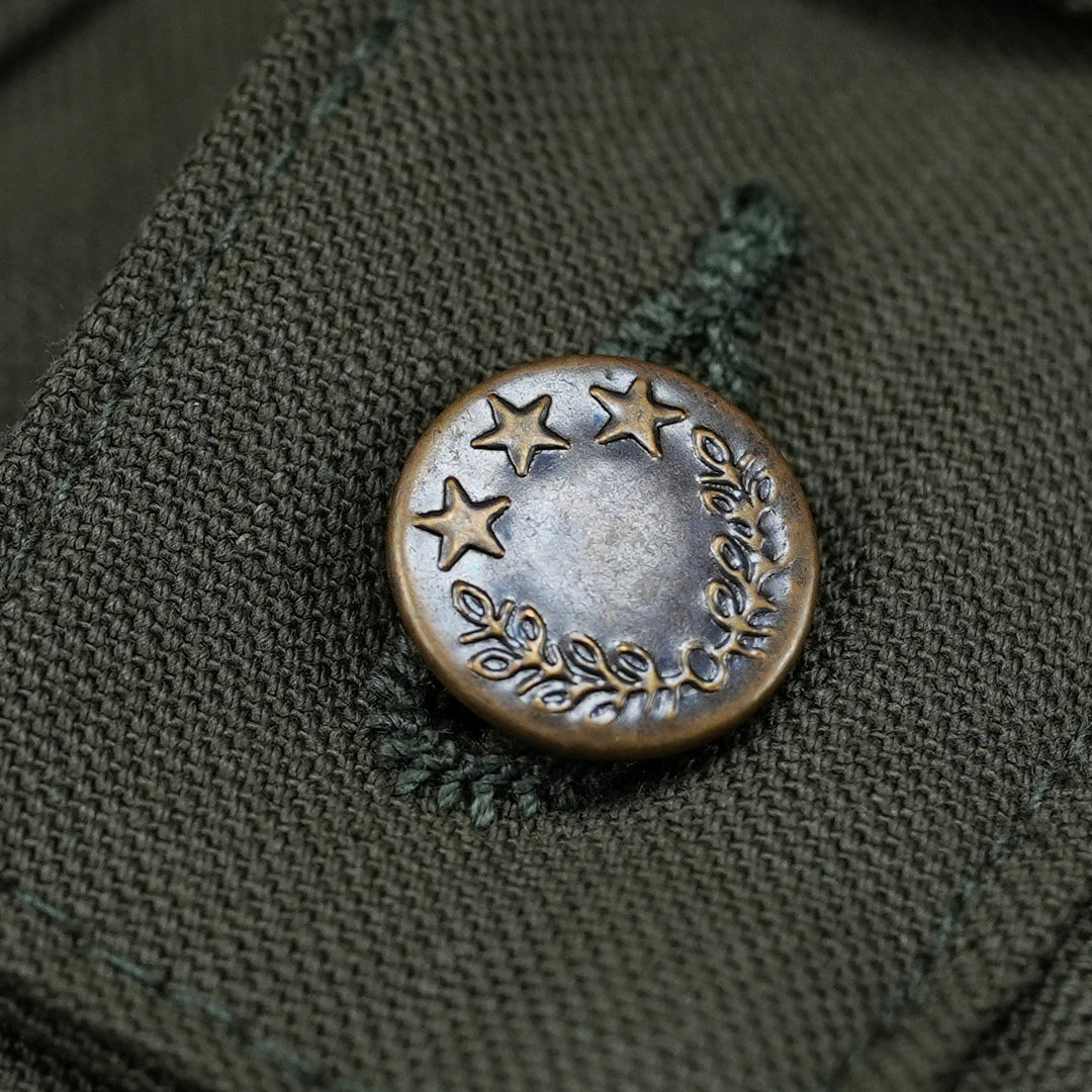 Five Pocket Military Green 12 Oz Selvedge Canvas Pants For Men (True Straight)