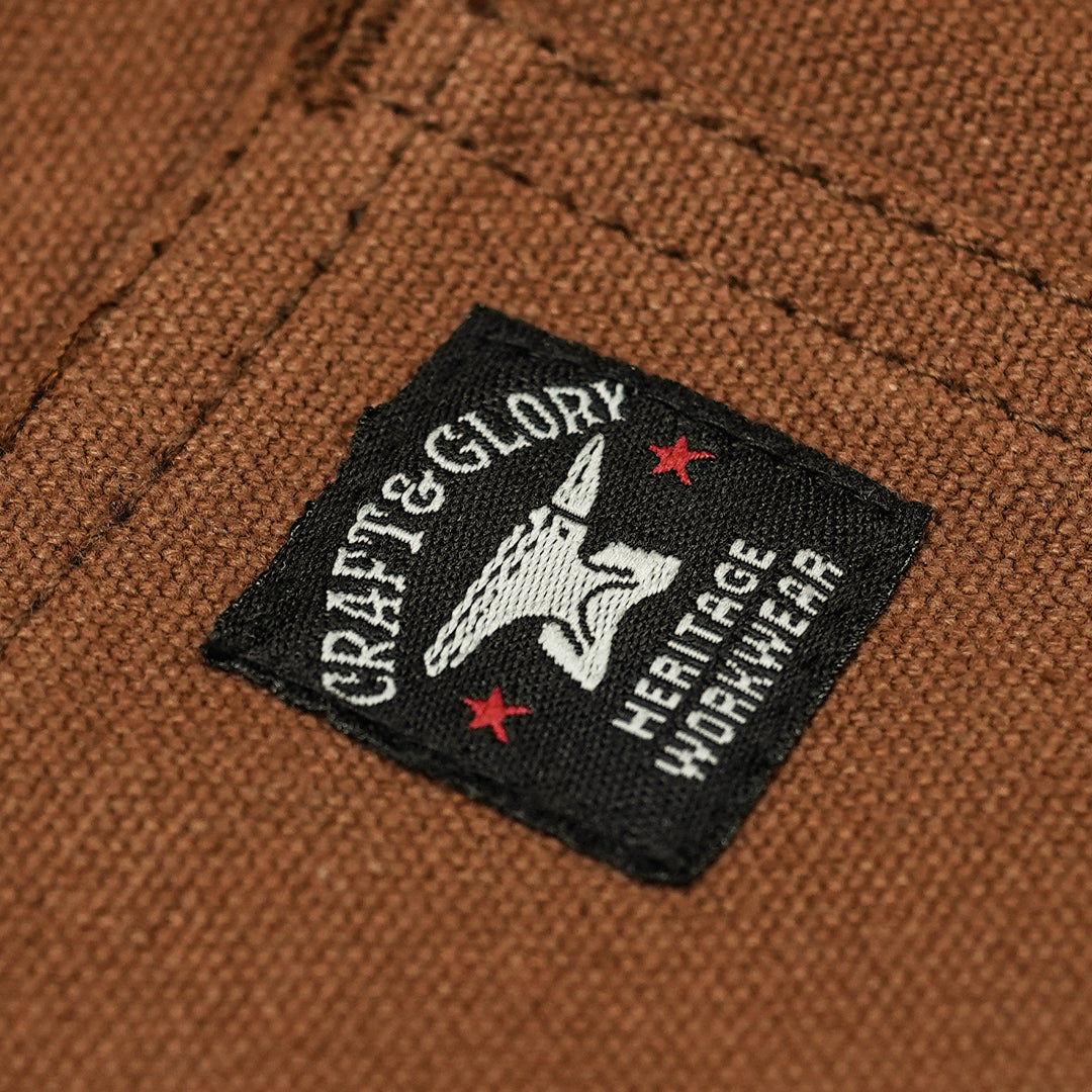 Double Knee Carpenter Fox Brown 12 Oz Duck Canvas Pants For Men (True Straight)