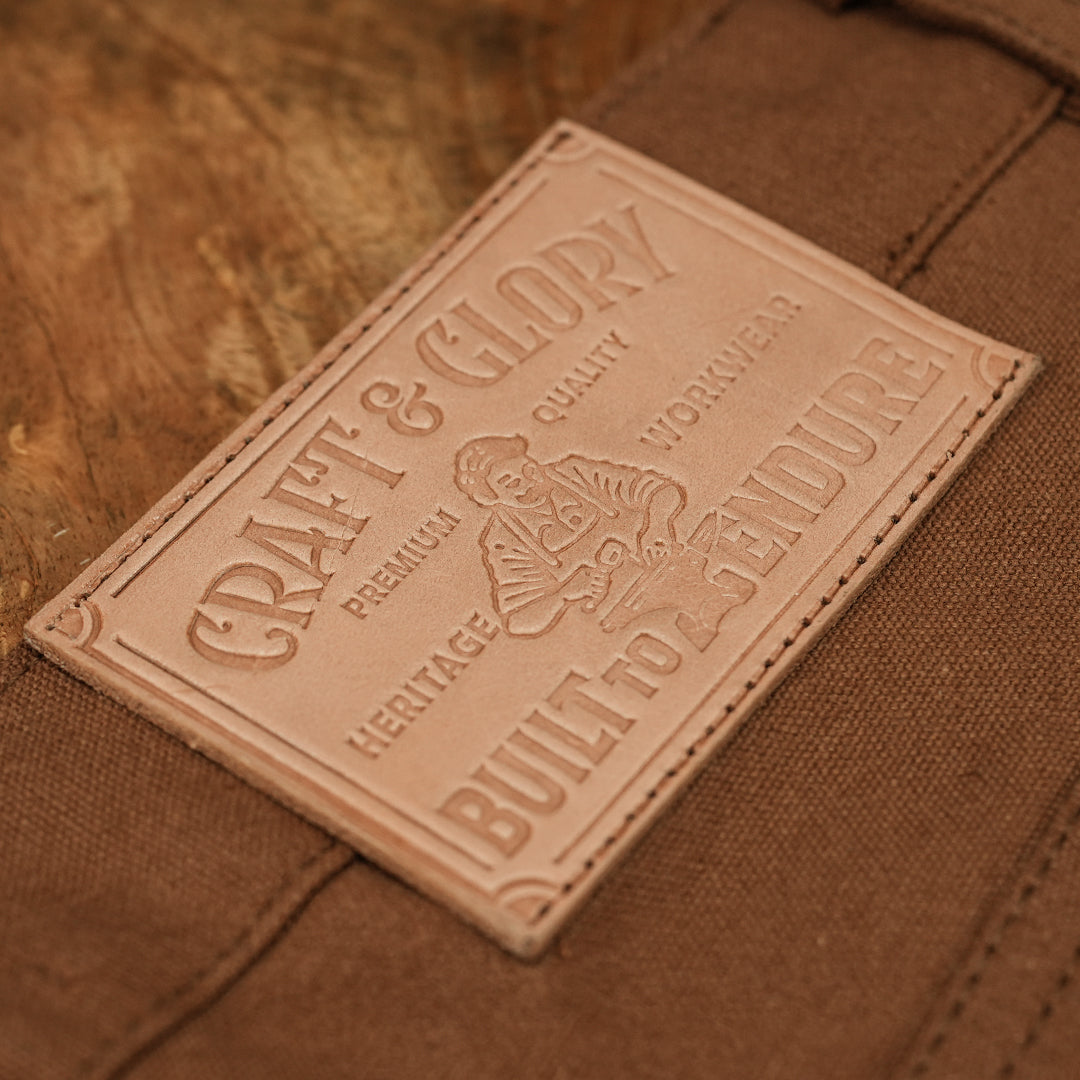 Five Pocket Fox Brown 12 Oz Duck Canvas Pants For Men (True Straight)