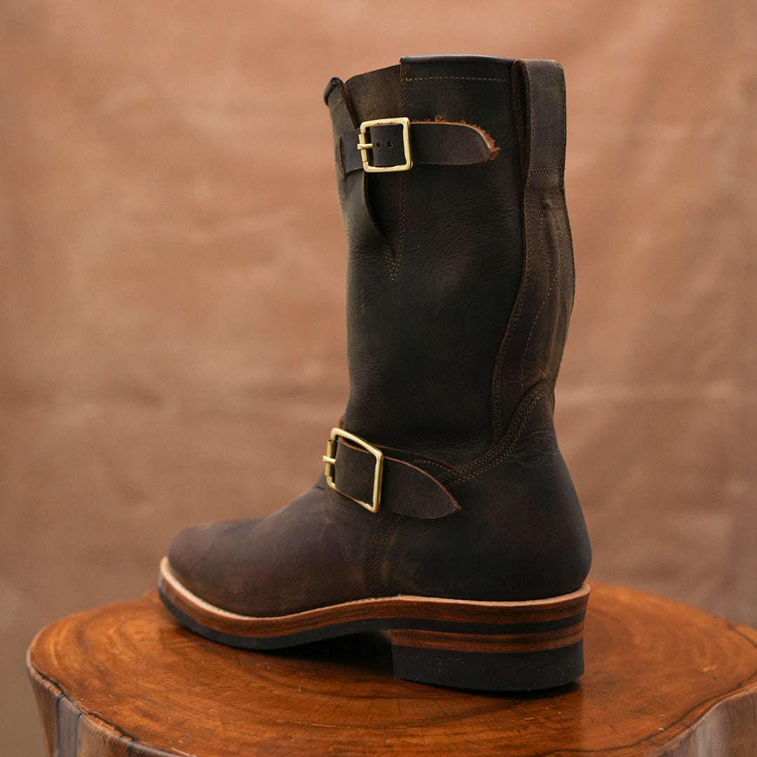 The Foundry Engineer Boots (Vintage Brown) Goodyear Welted