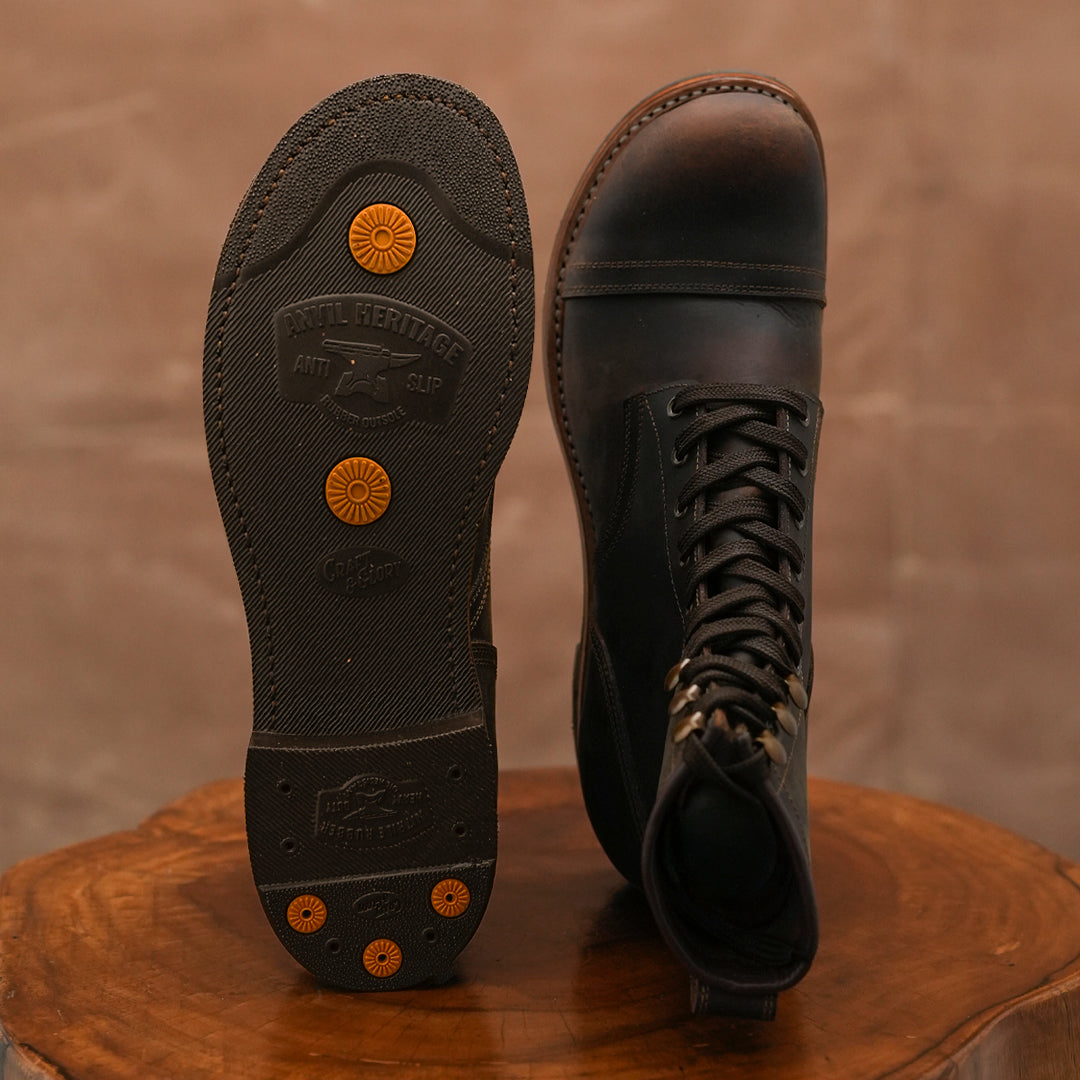 The Brandon Cap Toe Boots (Vintage Brown) (Munson Last - Goodyear Welted)