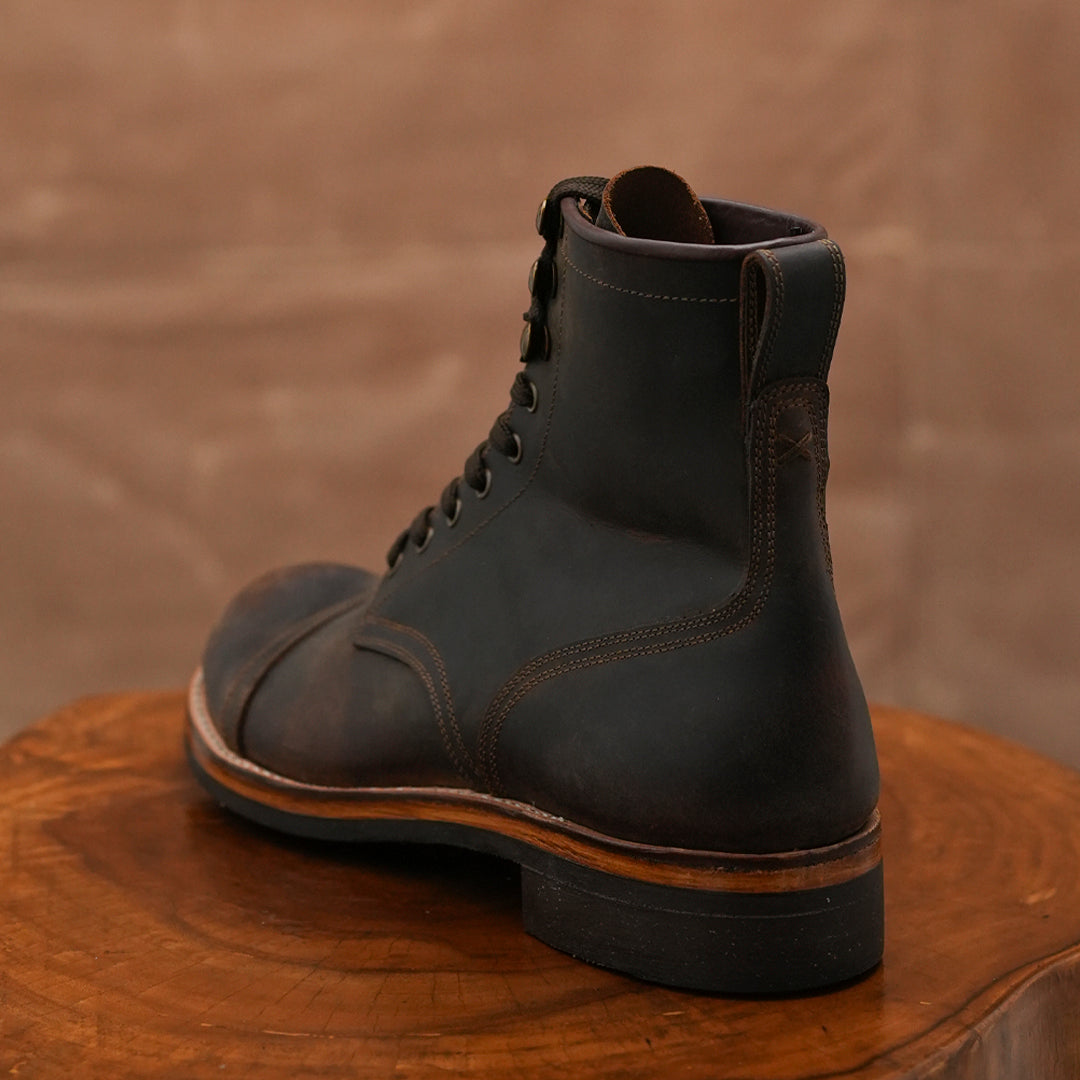 The Brandon Cap Toe Boots (Vintage Brown) (Munson Last - Goodyear Welted)