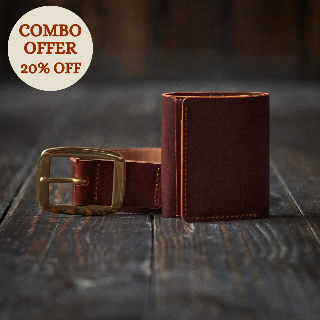 Legacy Belt & Trifold Wallet (Saddle Tan)