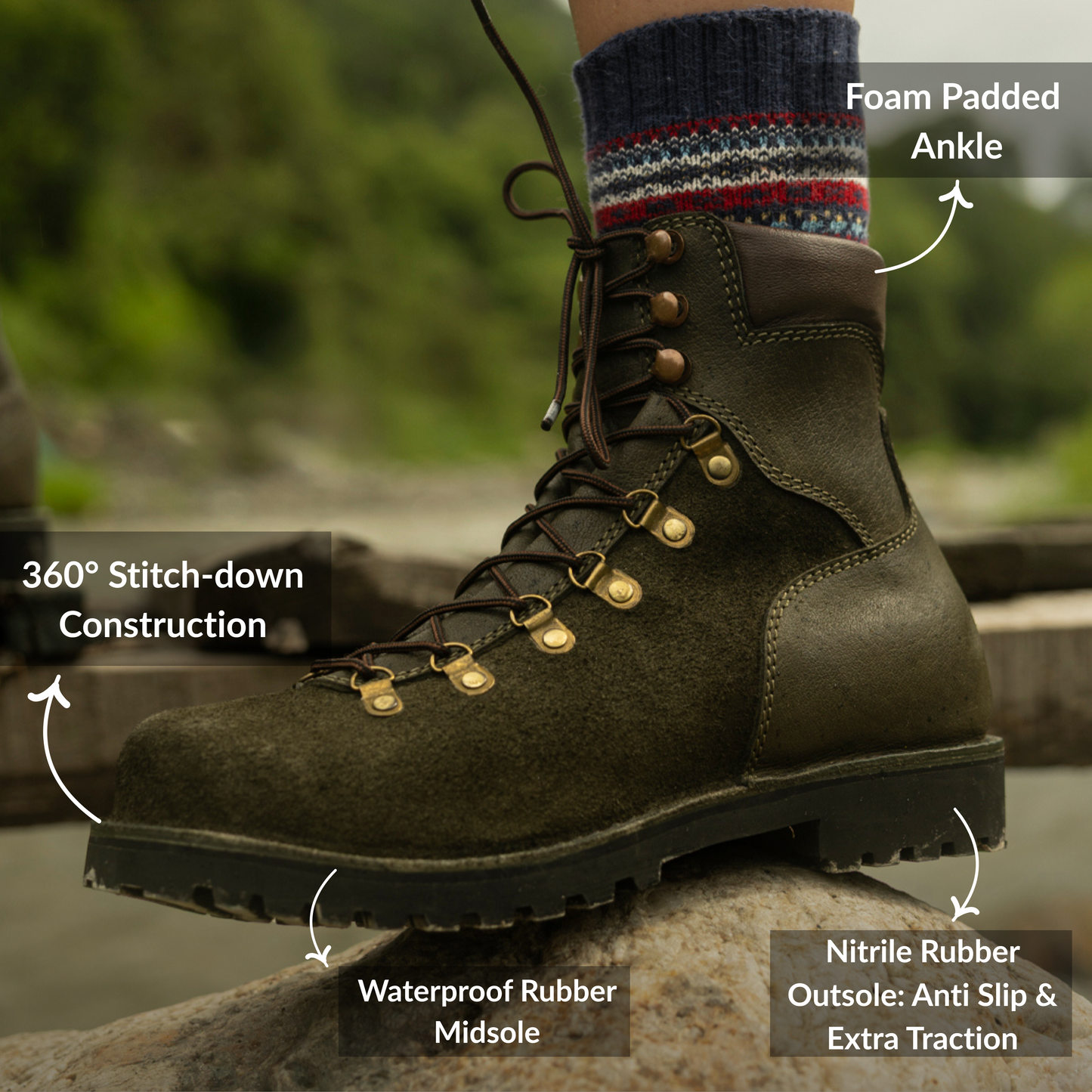 Himalayan Hiker Boots 6" (Grizzly Green) Water Repellent (45 Days Pre-Order For This Color)