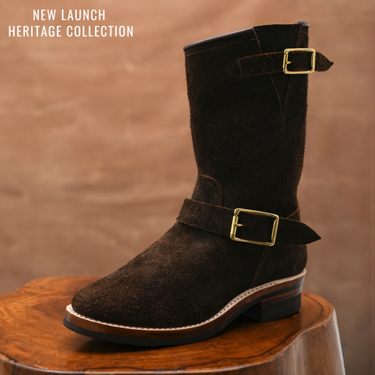 The Foundry Engineer Boots (Grizzly Brown Roughout) Goodyear Welted