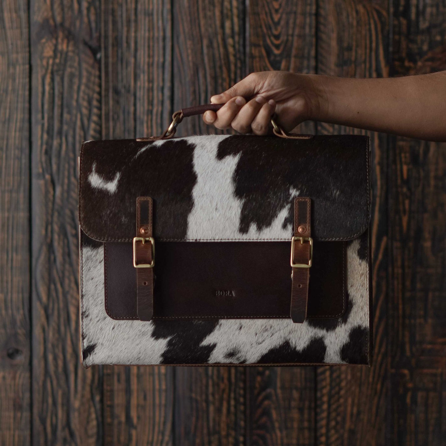 Brooklyn Satchel (Hair on Cream)