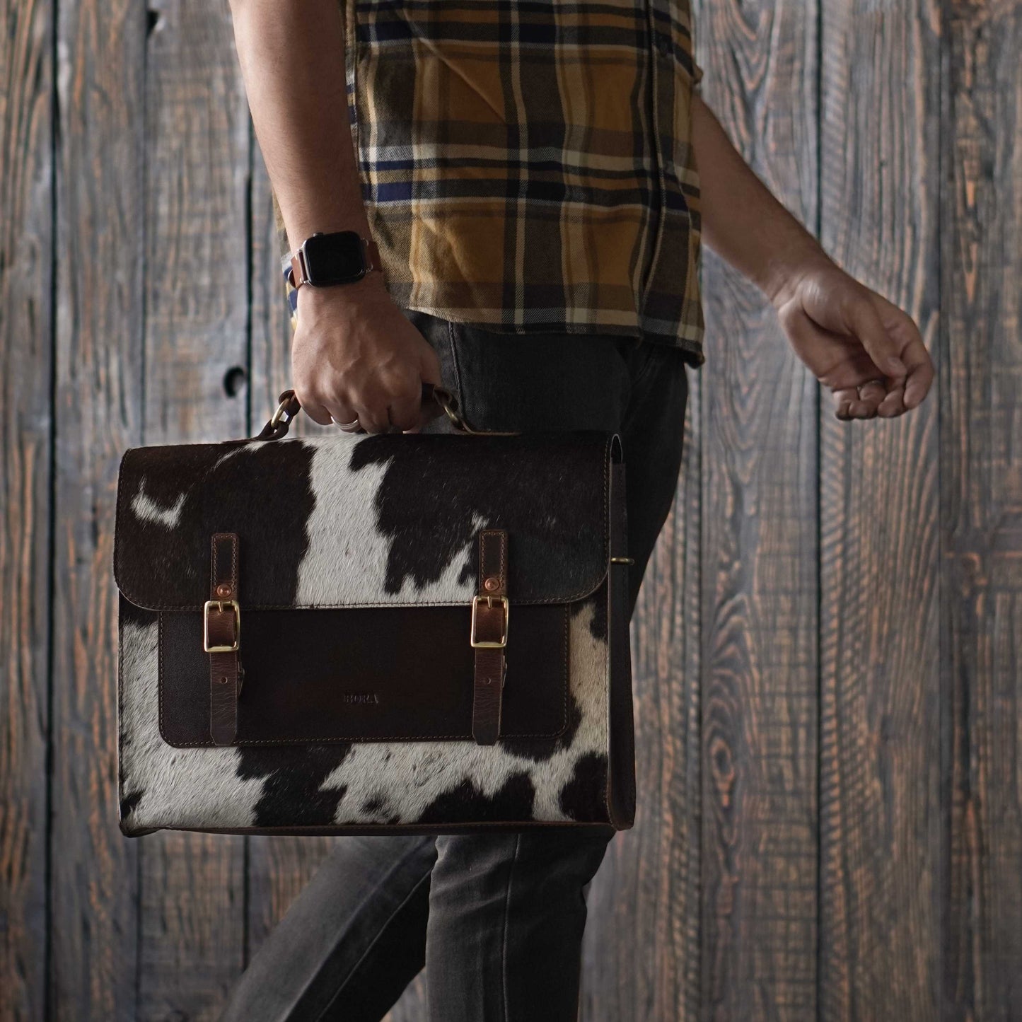 Brooklyn Satchel (Hair on Cream)