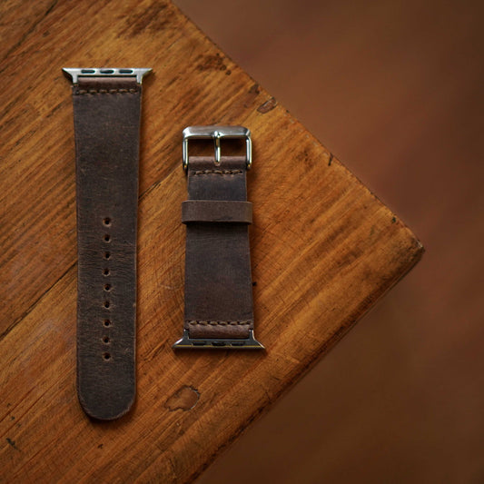 Minimales Apple Watch Lederarmband (Vintage Braun)