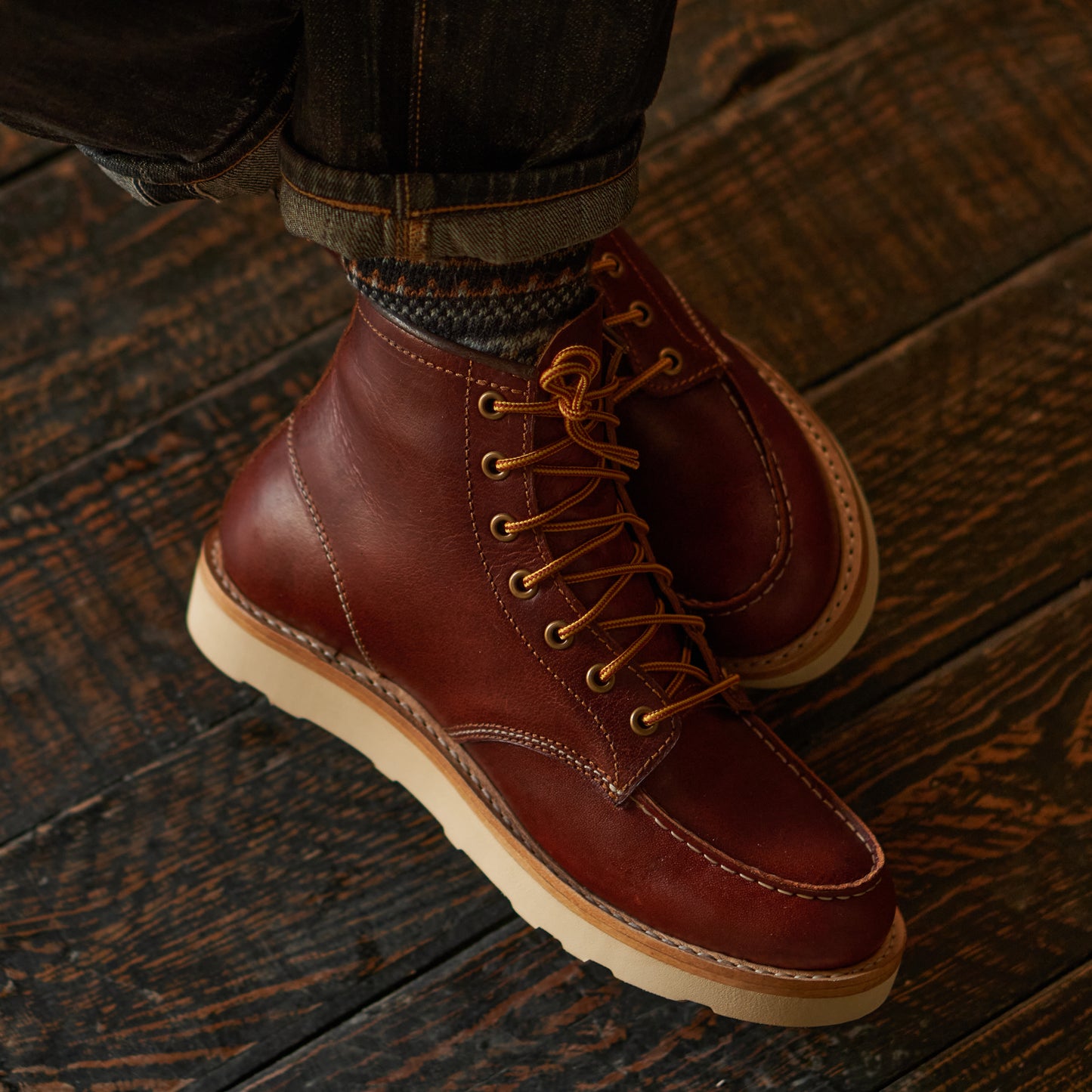 Moc-Toe Leather boots 6" (Saddle Tan) Goodyear Welted
