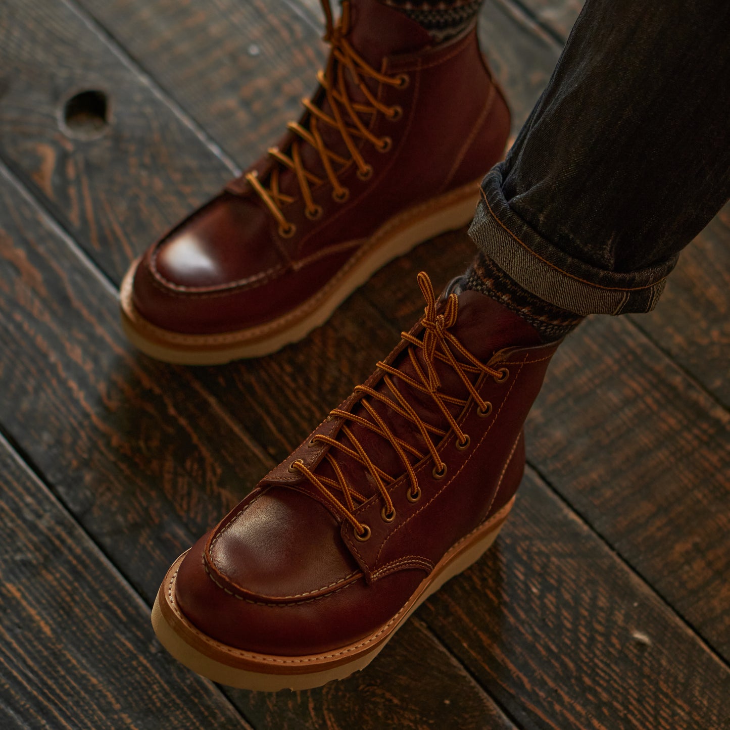 Moc-Toe Leather boots 6" (Saddle Tan) Goodyear Welted