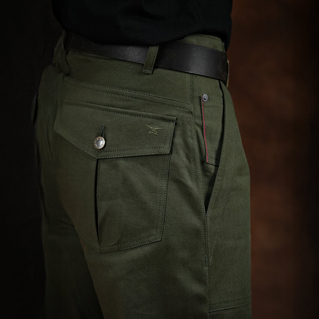 Fatigue Pants Military Green 12 Oz Selvedge Canvas For Men (True Straight)