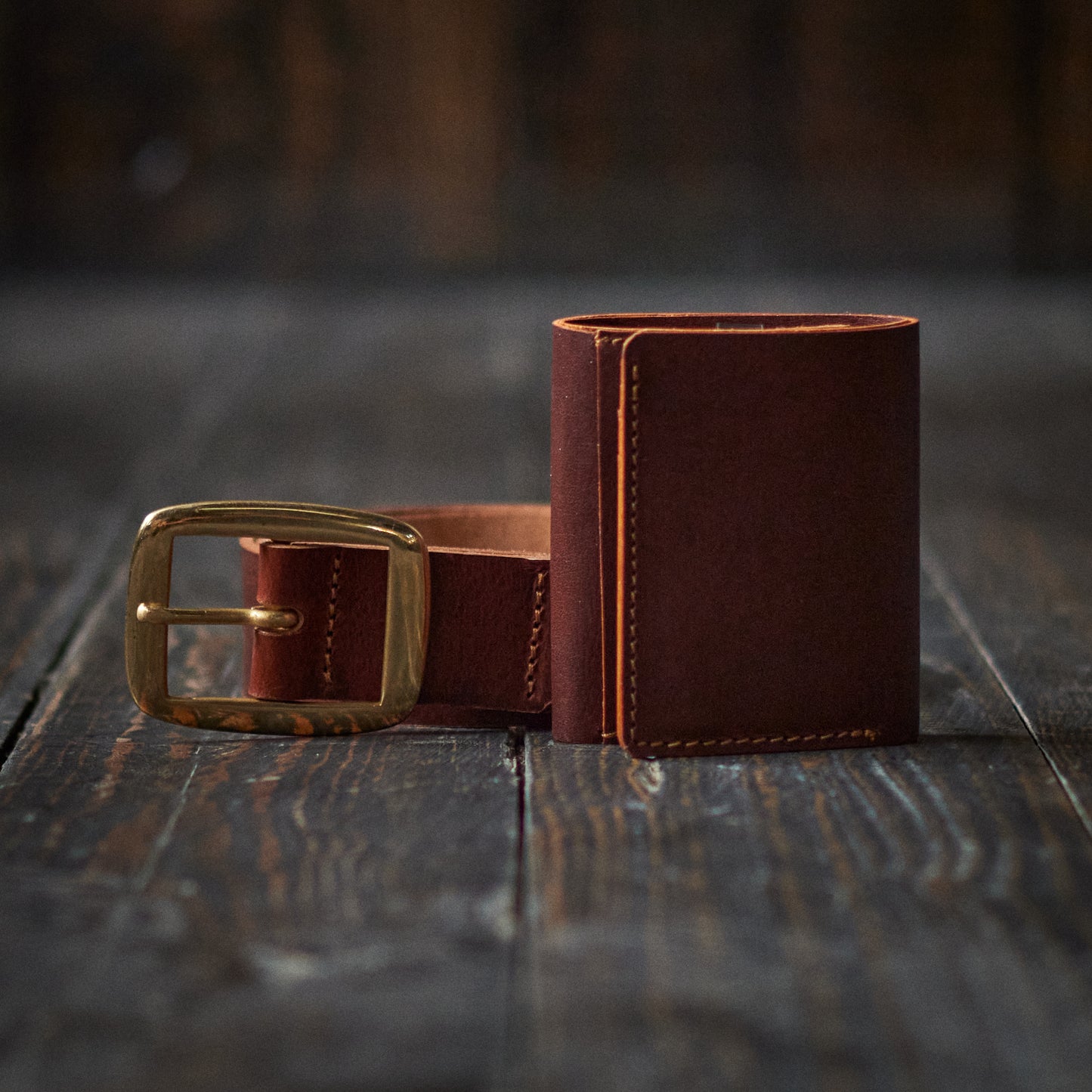 Legacy Belt & Trifold Wallet (Saddle Tan)