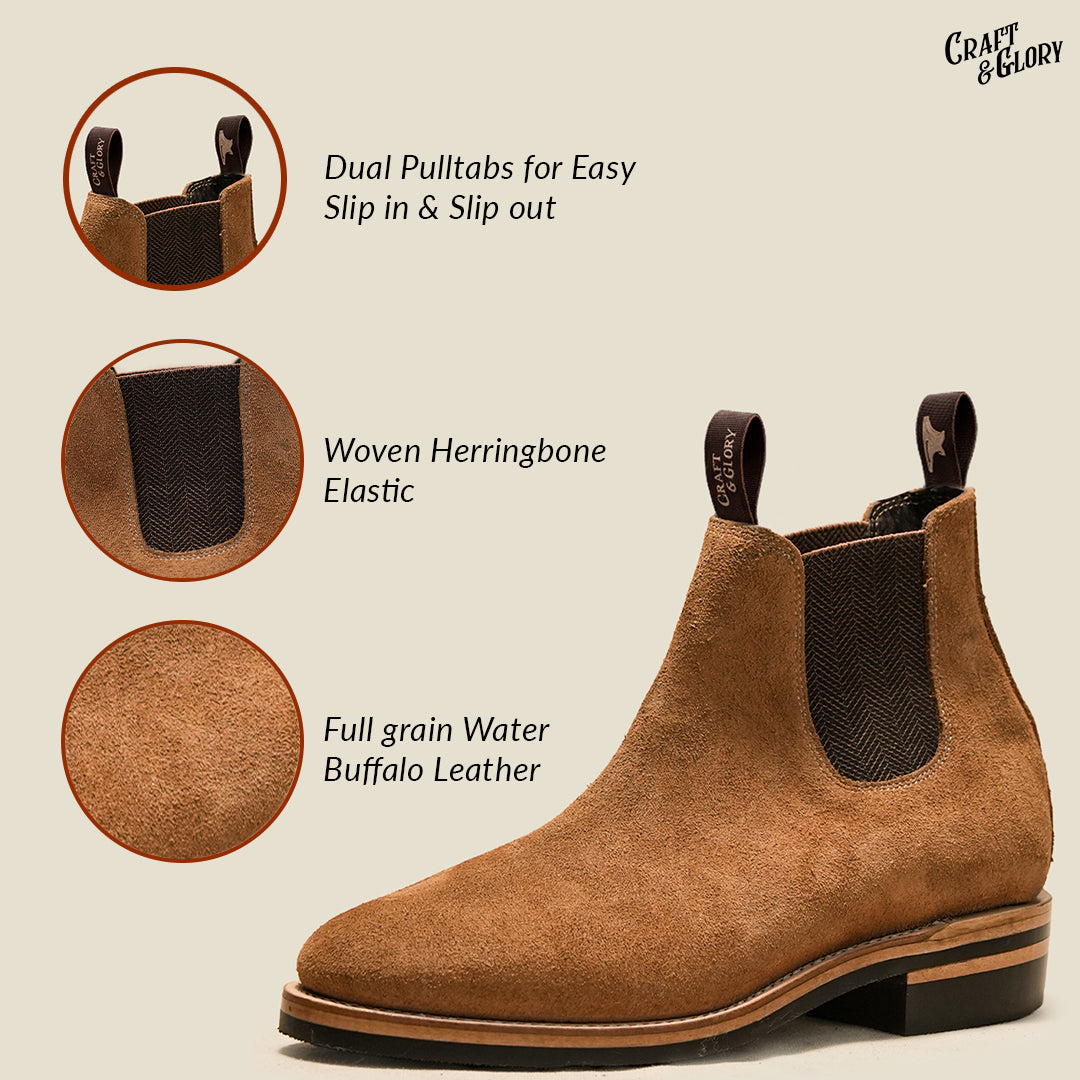 Heritage Chelsea Boots 6" (Wheat Roughout) Goodyear Welted