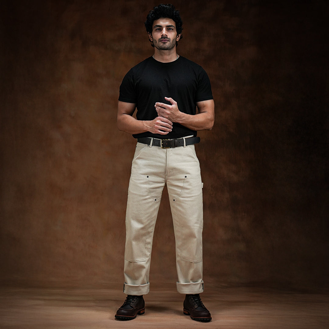 Double Knee Carpenter Arctic Wolf 12 Oz Cotton Twill Pants For Men (True Straight)