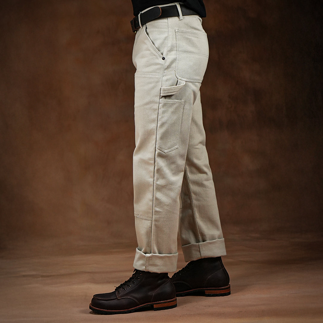 Double Knee Carpenter Arctic Wolf 12 Oz Cotton Twill Pants For Men (True Straight)