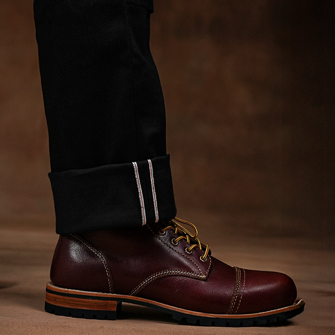 Double Knee Carpenter Double Black 14 Oz Selvedge Denim For Men (True Straight)