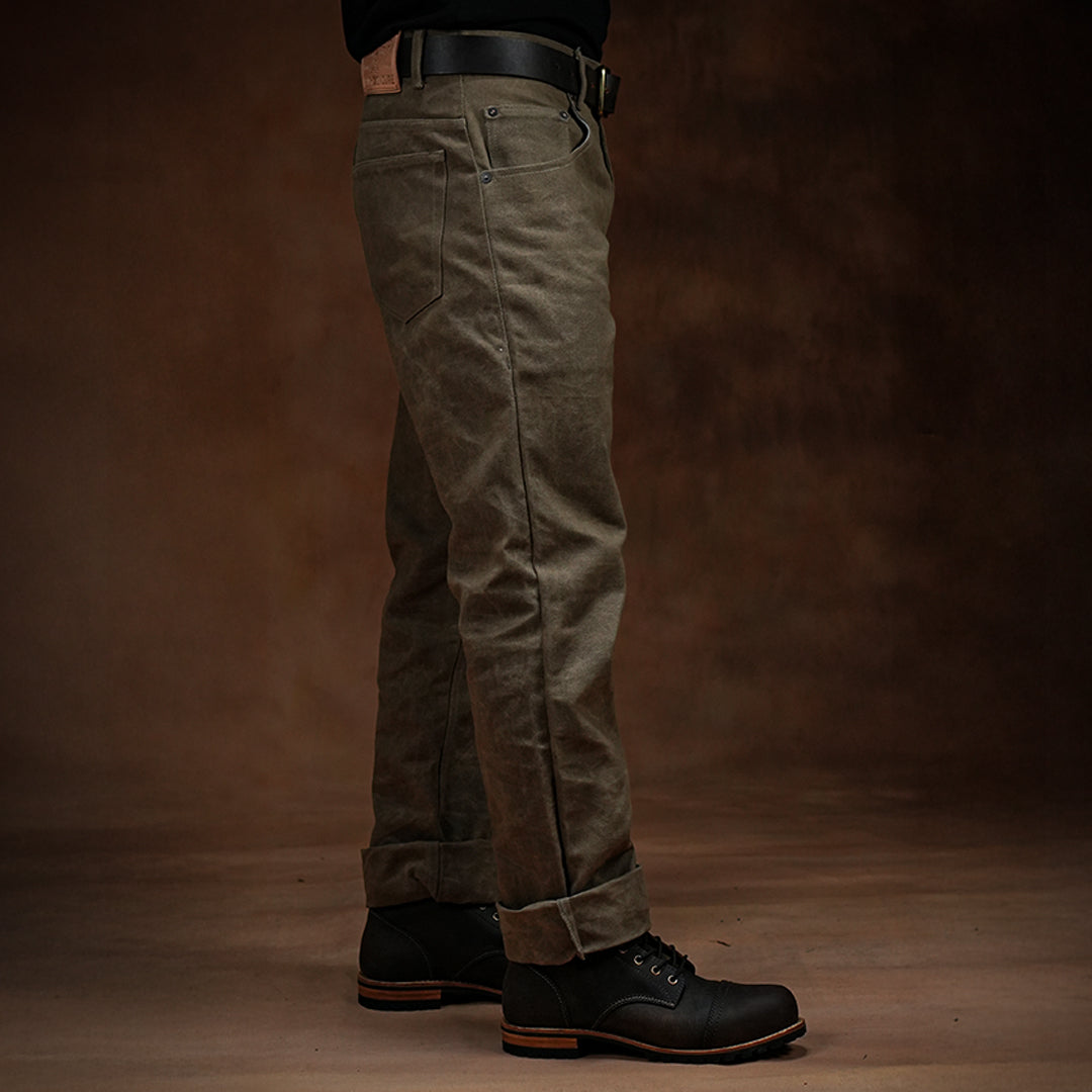 Five Pocket Field Tan 12 Oz Hard Waxed Canvas Pants For Men (True Straight)
