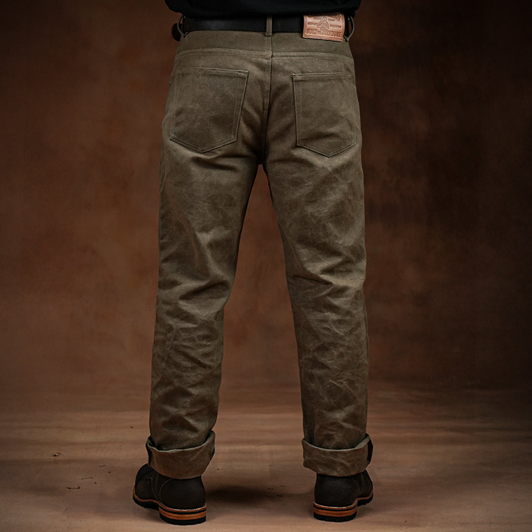 Five Pocket Field Tan 12 Oz Hard Waxed Canvas Pants For Men (True Straight)