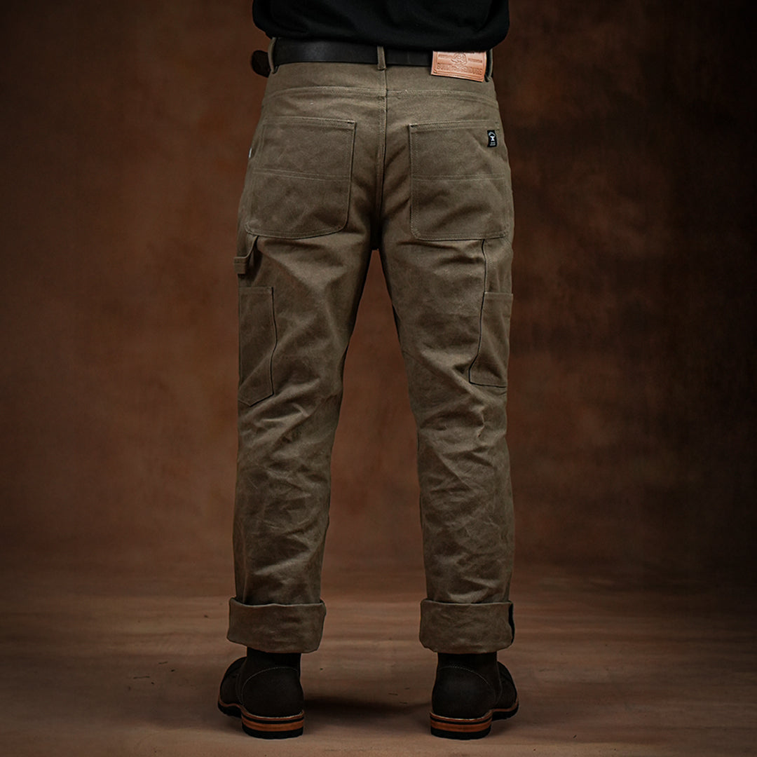 Double Knee Carpenter Field Tan 12 Oz Hard Waxed Canvas Pants For Men (True Straight)