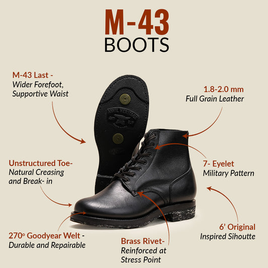 M-43 Boot 6" (Raven Black) Goodyear Welted