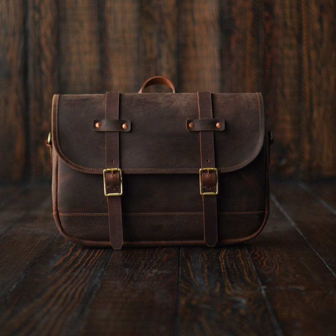 Wood and Leather Vintage outlet Brown Bag