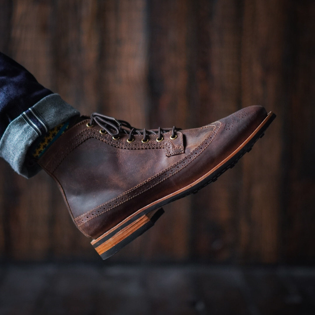 Long Wing Brogue 6" (Vintage brown) Goodyear Welted